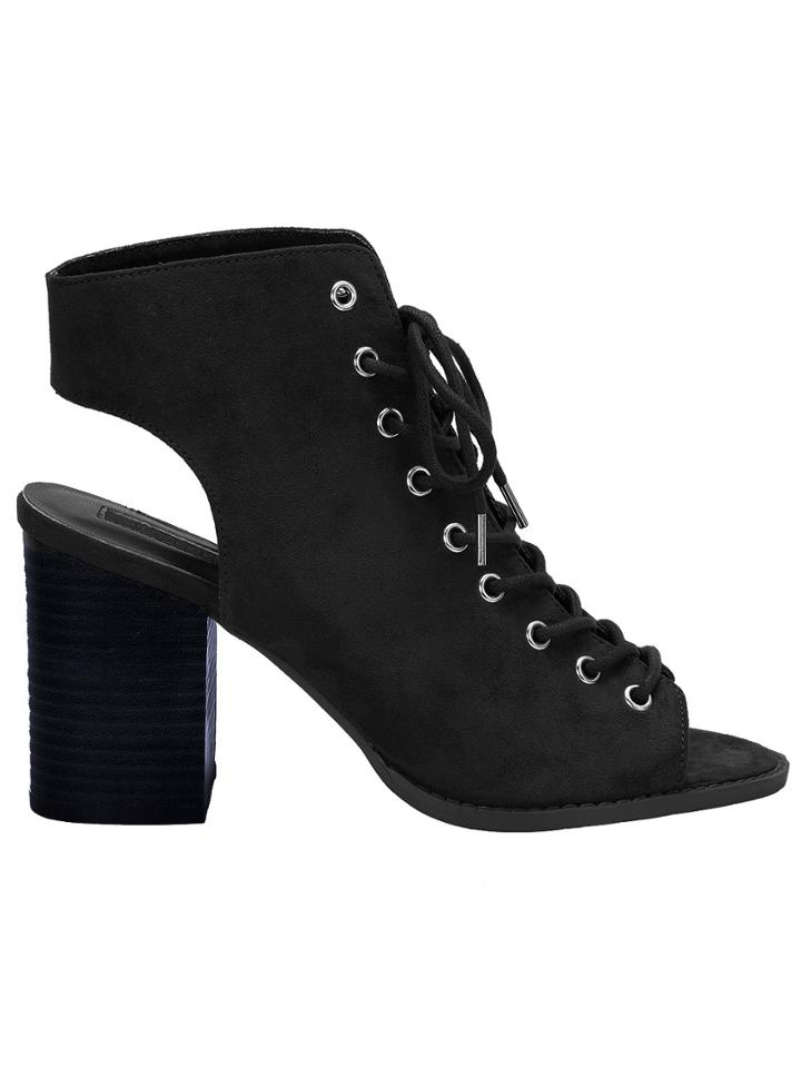 Shein Black Lace Up Cut Out Pumps