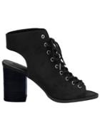 Shein Black Lace Up Cut Out Pumps