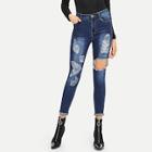 Shein Distressed Faded Skinny Jeans