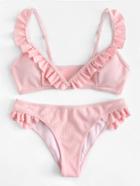 Shein Ruffle Hem Ribbed Bikini Set