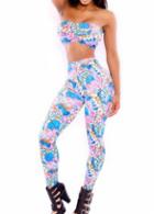 Rosewe Charming Print Design Open Back Ankle Length Jumpsuit