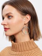 Shein Flower Detail Hoop Drop Earrings