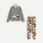 Shein Girls Raglan Sleeve Camo Hoodie & Pants Set