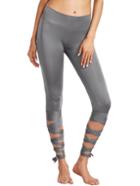 Shein Silver Wide Waistband Tie Up Leggings