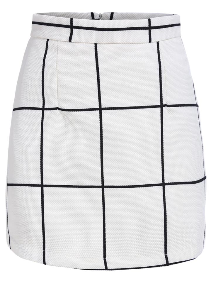Shein With Zipper Plaid Skirt