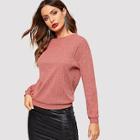 Shein Drop Shoulder Ribbed Knit Pullover