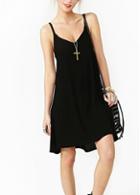 Rosewe Women Elegant Black Spaghetti Strap Dress For Lady