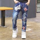 Shein Toddler Boys Letter Print Patch Detail Jeans
