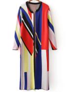 Shein Multicolor Color Block Long Cardigan