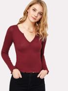 Shein V Cut Lettuce Hem Top