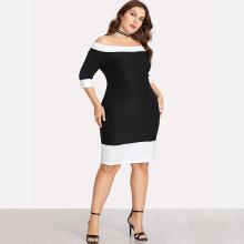 Shein Plus Contrast Trim Bardot Dress