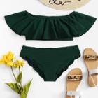Shein Scalloped Trim Flounce Bikini Set