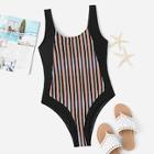 Shein Low Back Random Striped Swimsuit