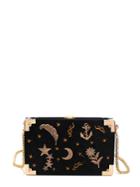 Shein Metal Embellished Embroidery Velvet Shoulder Bag