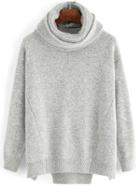 Shein Grey Long Sleeve Loose Sweater With Scarve