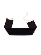 Shein Black Fluffy Faux Fur Wide Choker Necklace