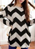 Rosewe Loose Round Neck Long Sleeve Printed T Shirt