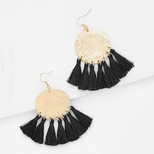 Shein Round Disc Tassel Drop Earrings