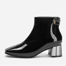 Shein Plaid Chunky Heeled Boots