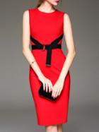 Shein Red Zipper Tie-waist Sheath Dress
