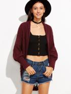 Shein Burgundy Cable Knit Cocoon Sweater Coat