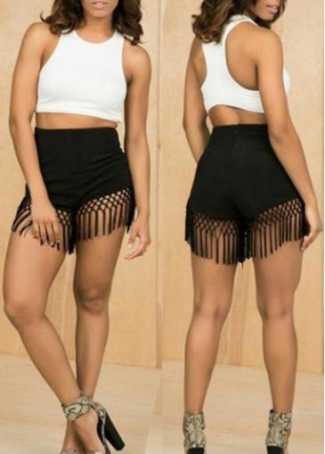 Rosewe Racerback White Top And Fringe Decorated Shorts