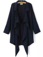 Shein Navy Lapel Buttons Loose Trench Coat