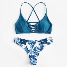 Shein Criss Cross Floral Bikini Set
