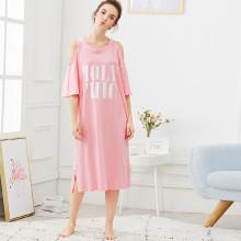 Shein Letter Print Open Shoulder Night Dress