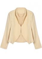 Rosewe Long Sleeve V Neck Apricot Blazer