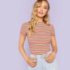 Shein Ribbed Knit Striped Tee