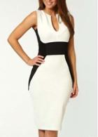 Rosewe Fine Quality Cotton Sleeveless Color Block Tight Dress