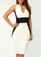 Rosewe Fine Quality Cotton Sleeveless Color Block Tight Dress