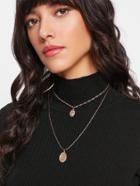 Shein Round Pendant Layered Chain Necklace