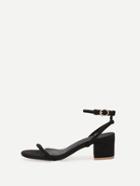 Shein Black Faux Suede Leather Ankle Strap Sandals