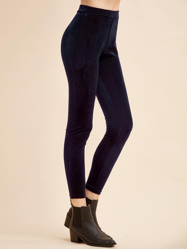 Shein Elastic Waist Band Velvet Leggings