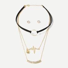 Shein Circle & Bar Necklace & Earrings