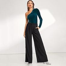 Shein Slant Pocket Wide Leg Solid Pants