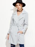 Shein Pale Grey Self Tie Wrap Coat