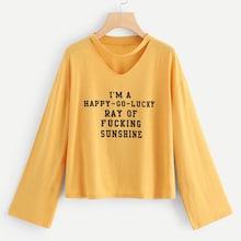 Shein Letter Print Chock Neck Top
