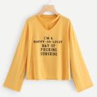 Shein Letter Print Chock Neck Top