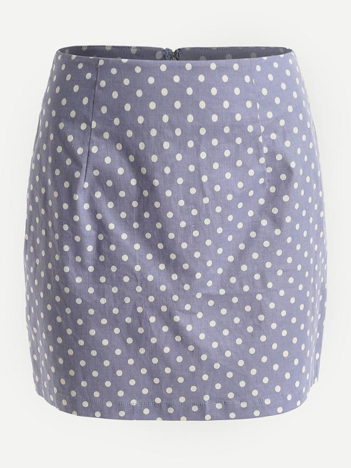 Shein Polka Dot Print Invisible Zip Back Skirt