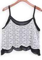 SheIn Black White Spaghetti Strap Lace Vest
