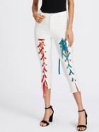 Shein Grommet Lace Up Front Crop Skinny Pants