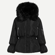 Shein Zip Faux Fur Hooded Coat