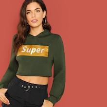Shein Letter Crop Hoodie