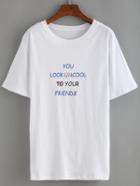 Shein Slogan Print Simple T-shirt