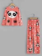 Shein Panda Print Top And Pants