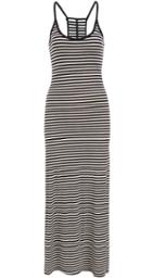 Shein Black White Spaghetti Strap Striped Slim Dress