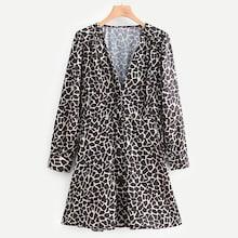 Shein V-neck Button Through Leopard Print Dress